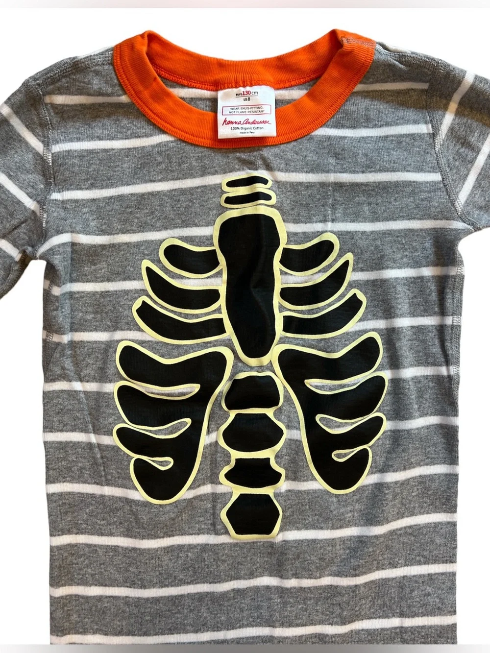 Hanna Andersson Long John Glow in the Dark Skeleton PJ’s 130 size 8